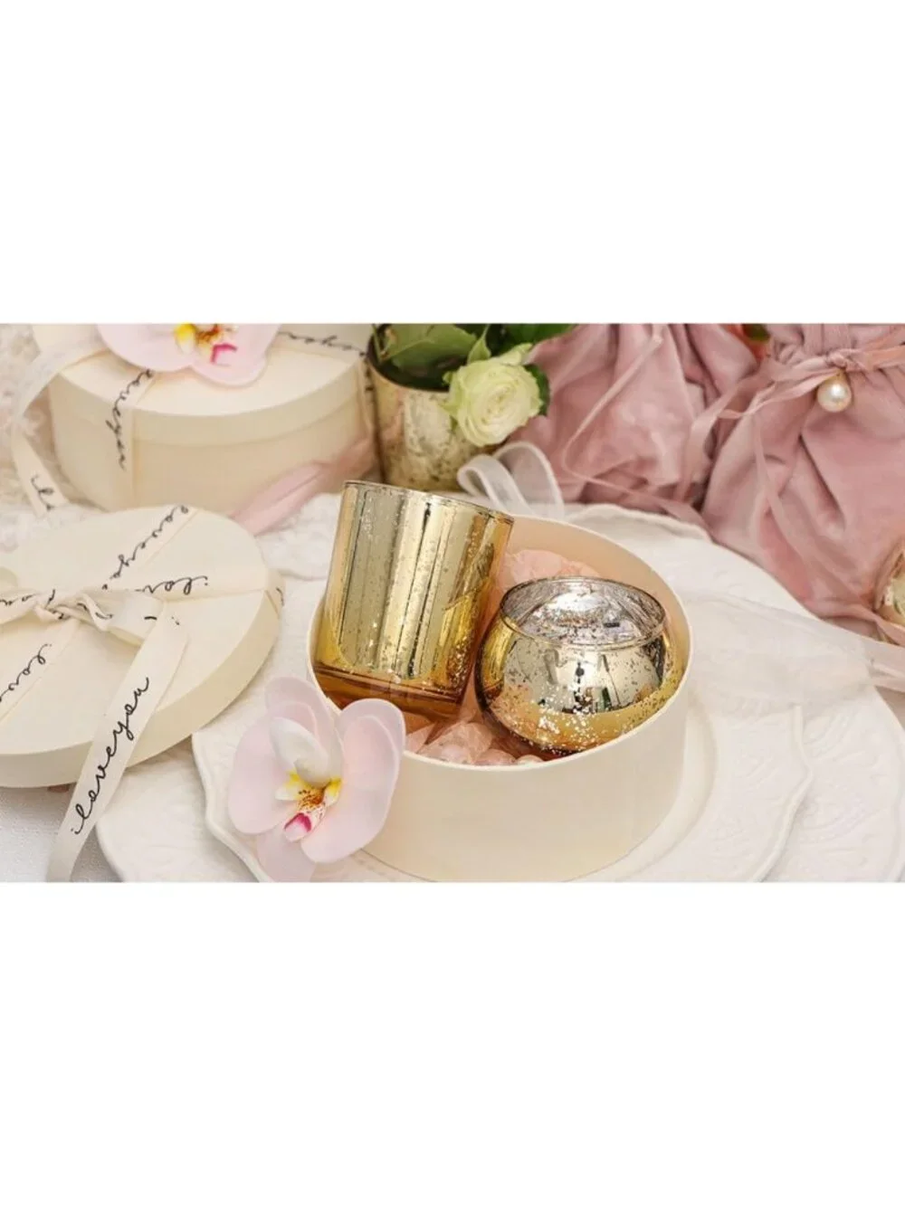 48PCS Gold Votive Candle Holders Set - Mercury Glass Tea Light Holders for